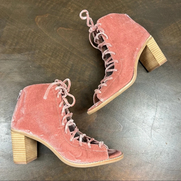 Jeffrey Campbell Lace Up Boots Pink Suede Sandals Gladiator Open Toe - Picture 5 of 11